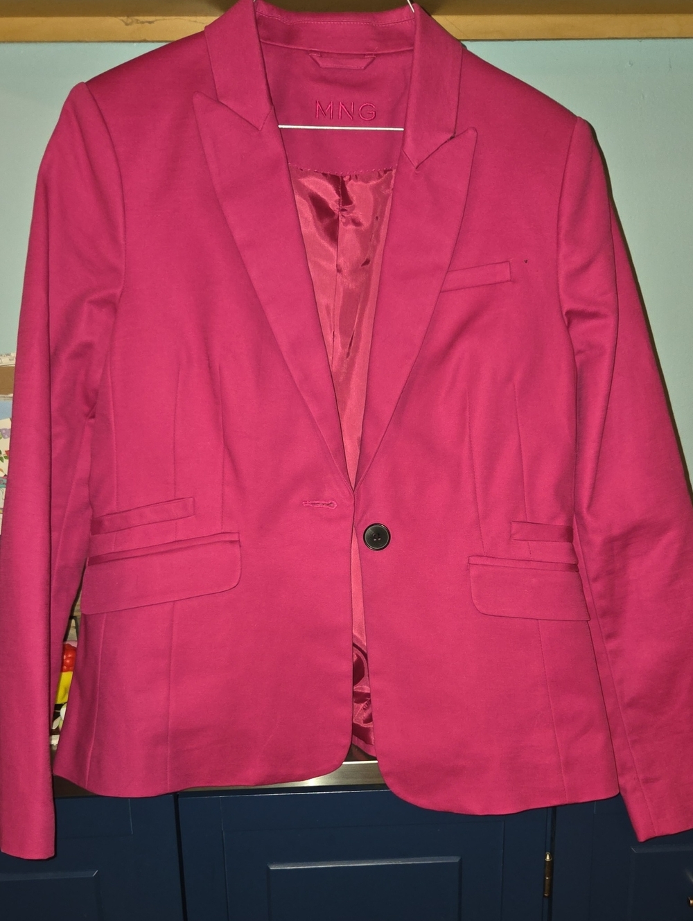 MNG By Mango -Fuchsia Single-Button Tailored Blazer